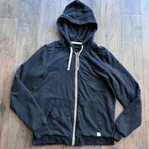 Marine Layer Black Zip Up Hoodie Lined Logo Sleeve Soft Casual Size M